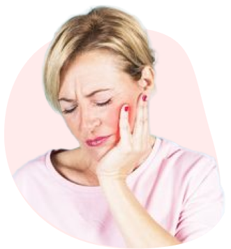Woman with toothache holding her face